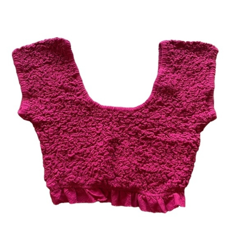 Free People Ruched Pink Crop Top | M